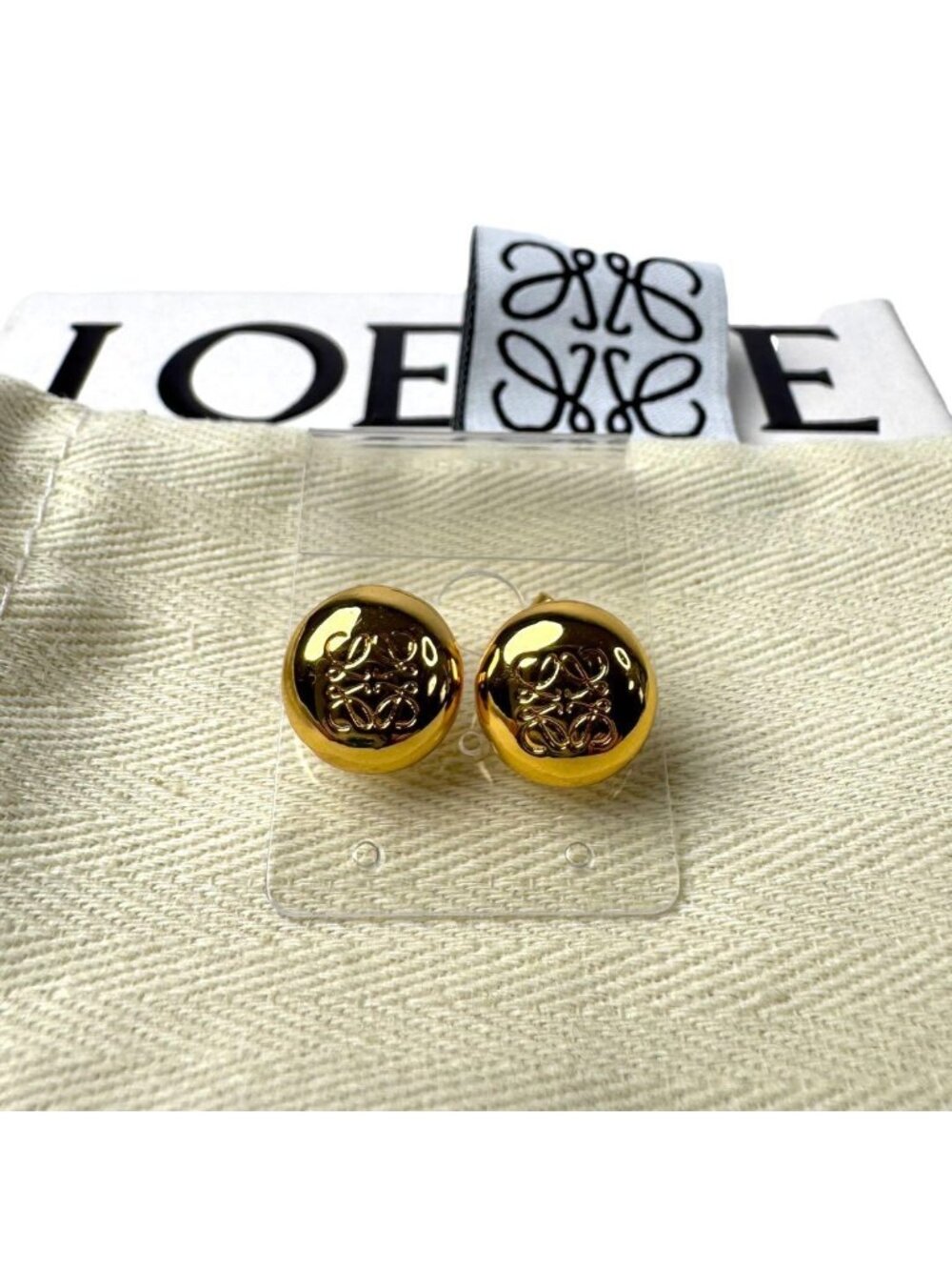 Loewe Anagram Pebble Stud Earrings Gold 925